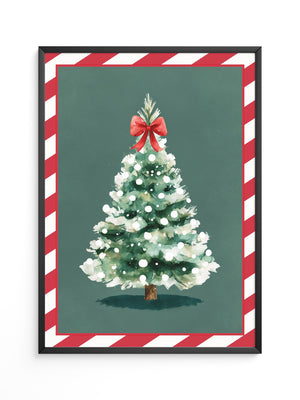 Weihnachtsbaum Aquarell Rot-Schleife
