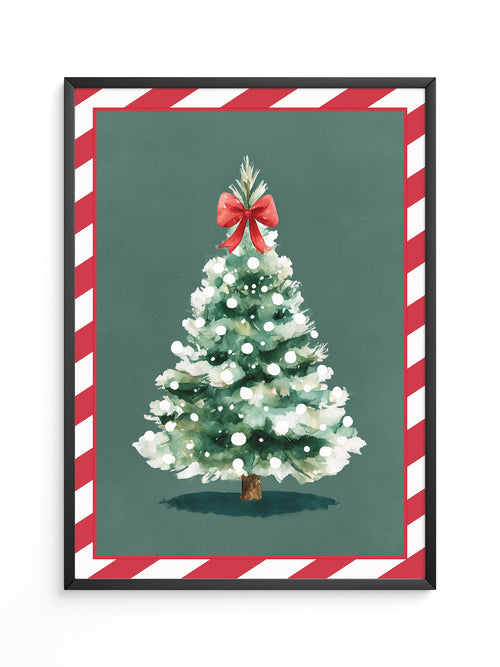 Weihnachtsbaum Aquarell Rot-Schleife