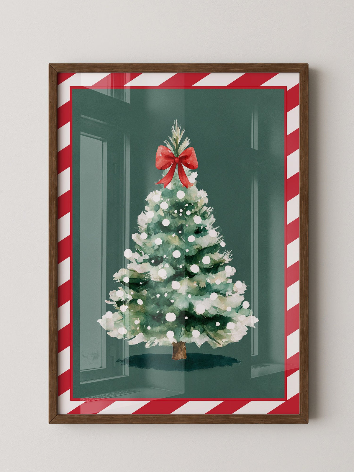 Weihnachtsbaum Aquarell Rot-Schleife