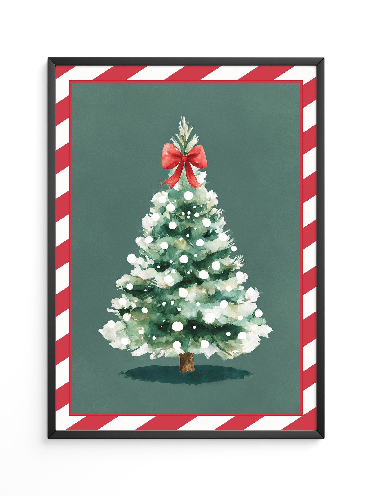 Weihnachtsbaum Aquarell Rot-Schleife