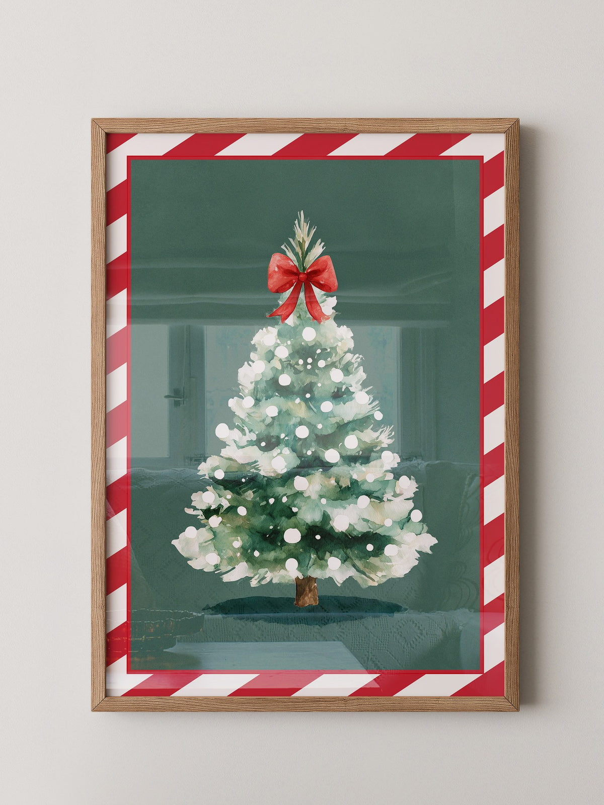 Weihnachtsbaum Aquarell Rot-Schleife