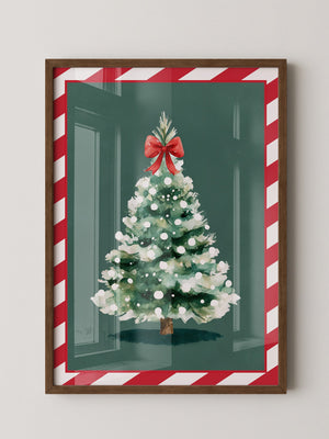 Weihnachtsbaum Aquarell Rot-Schleife