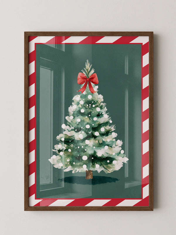 Weihnachtsbaum Aquarell Rot-Schleife