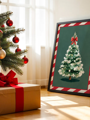 Weihnachtsbaum Aquarell Rot-Schleife