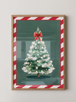 Weihnachtsbaum Aquarell Rot-Schleife