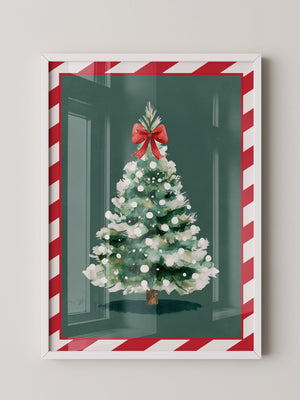 Weihnachtsbaum Aquarell Rot-Schleife