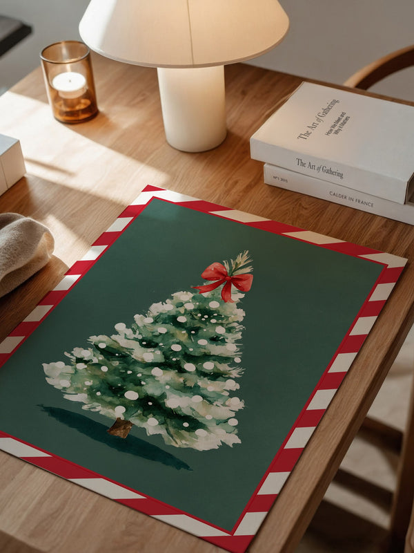 Weihnachtsbaum Aquarell Rot-Schleife