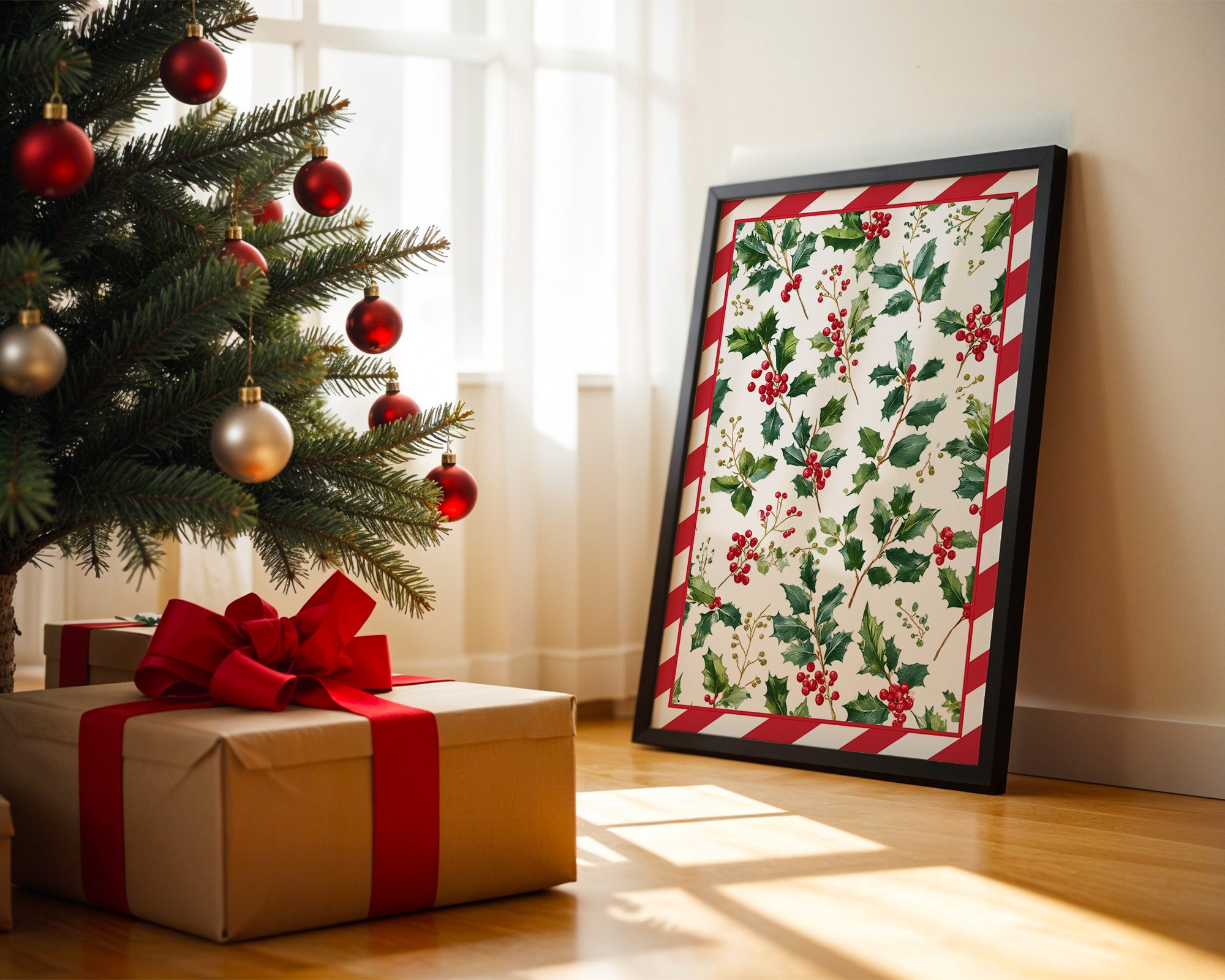 Stechpalmenblätter Rot Grün