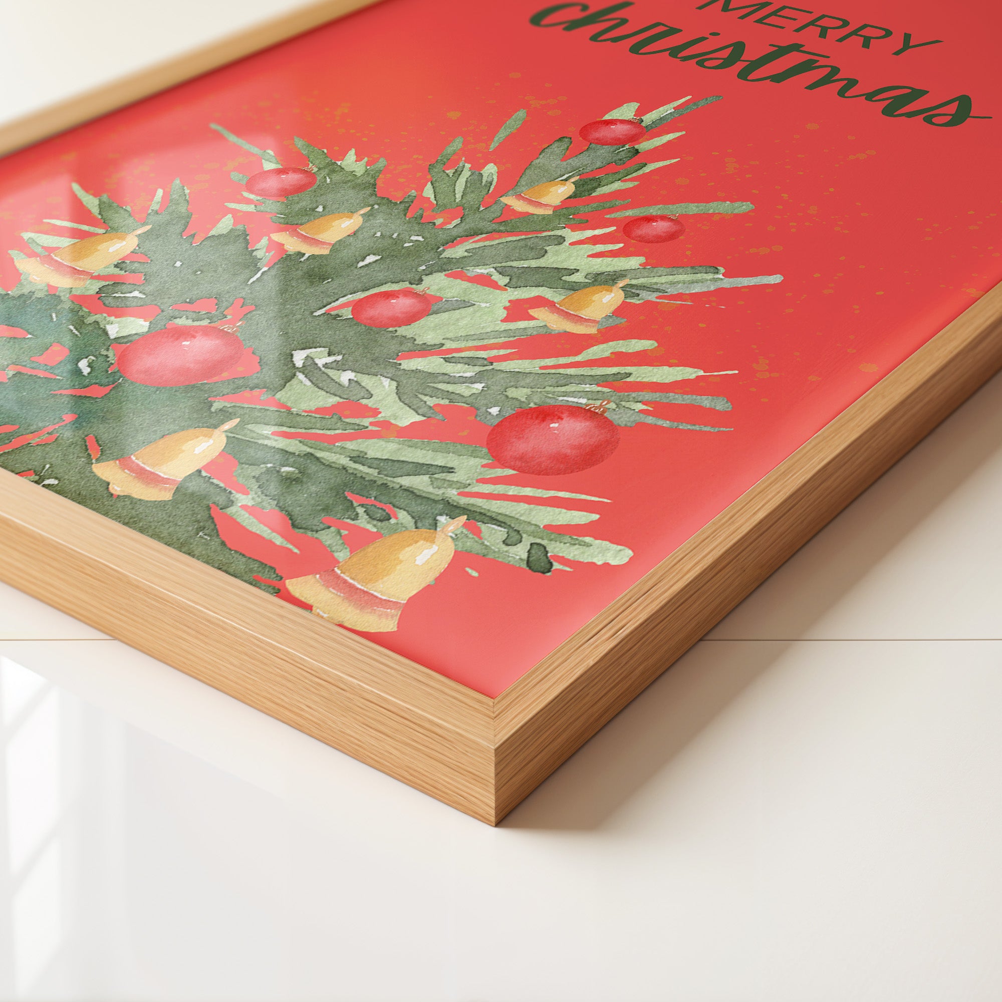 Weihnachtsbaum Aquarell Rot