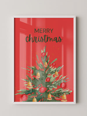 Weihnachtsbaum Aquarell Rot