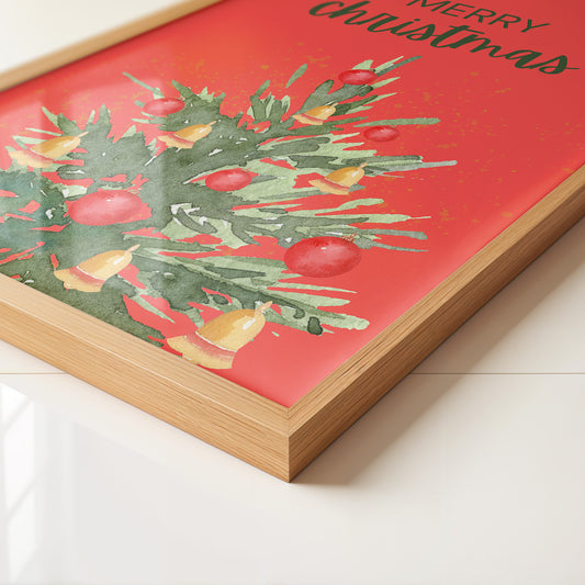 Weihnachtsbaum Aquarell Rot