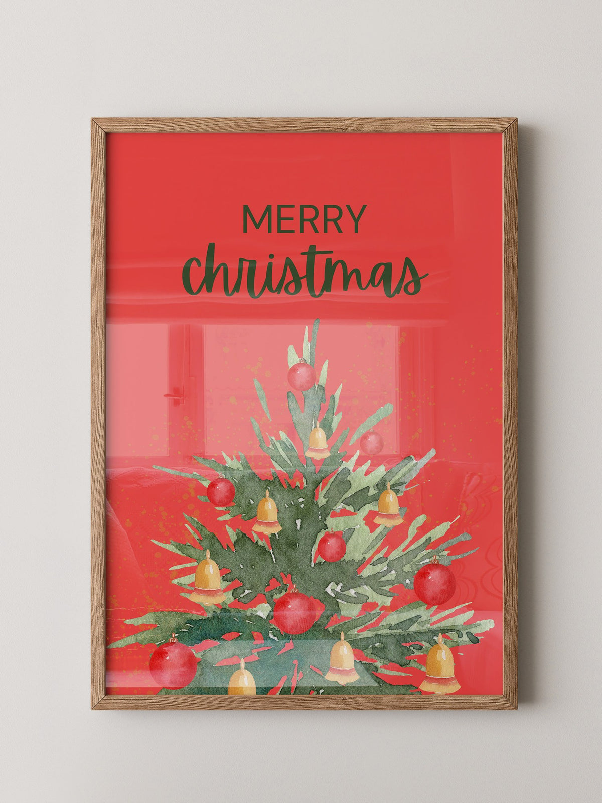 Weihnachtsbaum Aquarell Rot