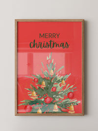 Weihnachtsbaum Aquarell Rot