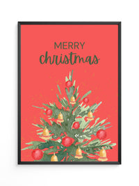 Weihnachtsbaum Aquarell Rot