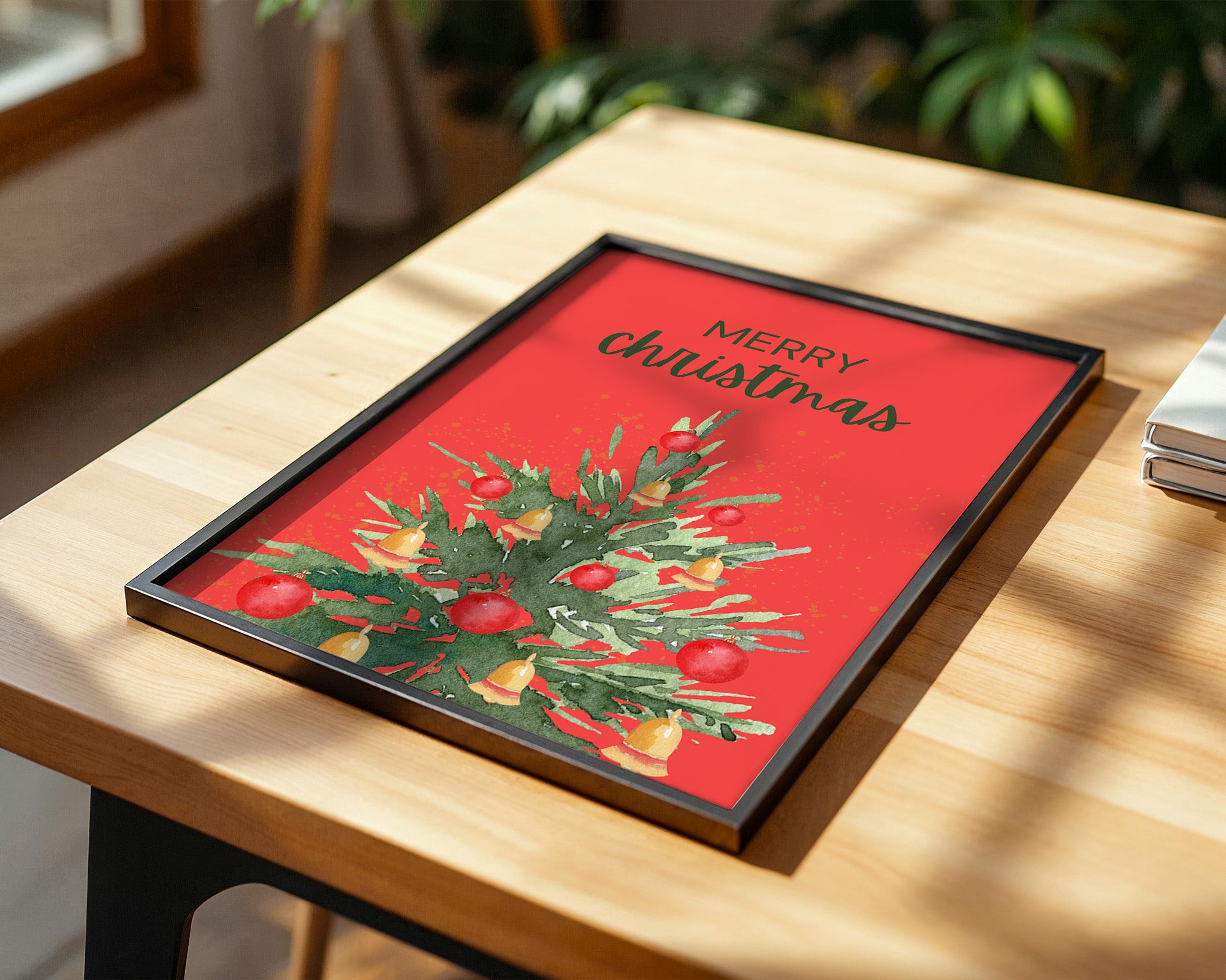 Weihnachtsbaum Aquarell Rot