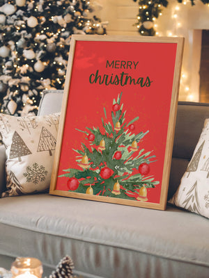 Weihnachtsbaum Aquarell Rot
