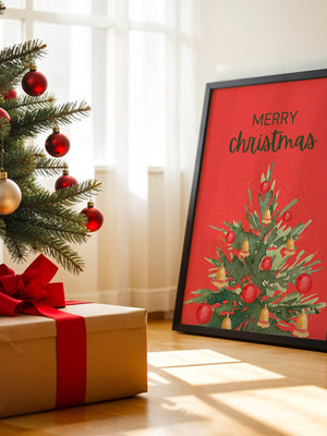 Weihnachtsbaum Aquarell Rot