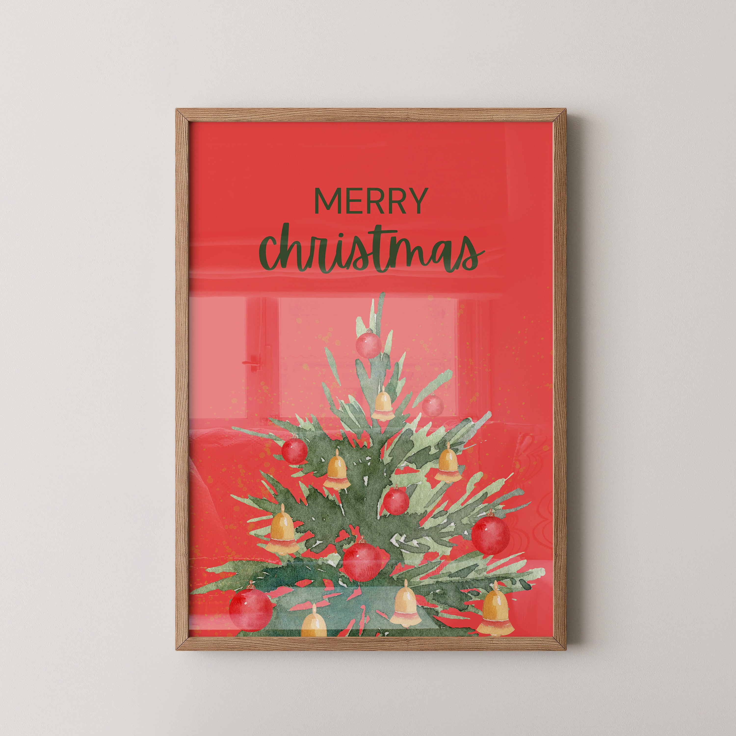 Weihnachtsbaum Aquarell Rot