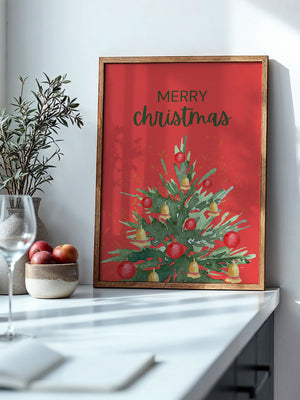 Weihnachtsbaum Aquarell Rot