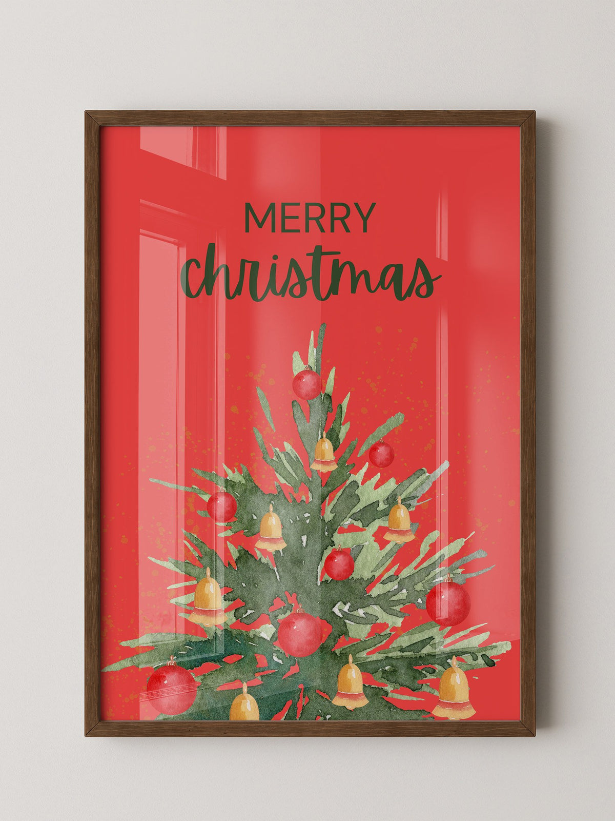 Weihnachtsbaum Aquarell Rot