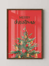 Weihnachtsbaum Aquarell Rot