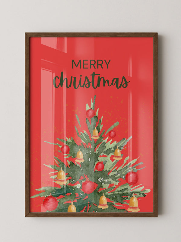 Weihnachtsbaum Aquarell Rot