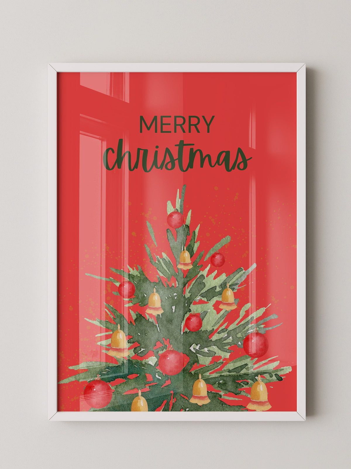 Weihnachtsbaum Aquarell Rot