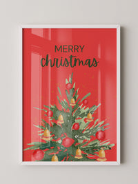 Weihnachtsbaum Aquarell Rot