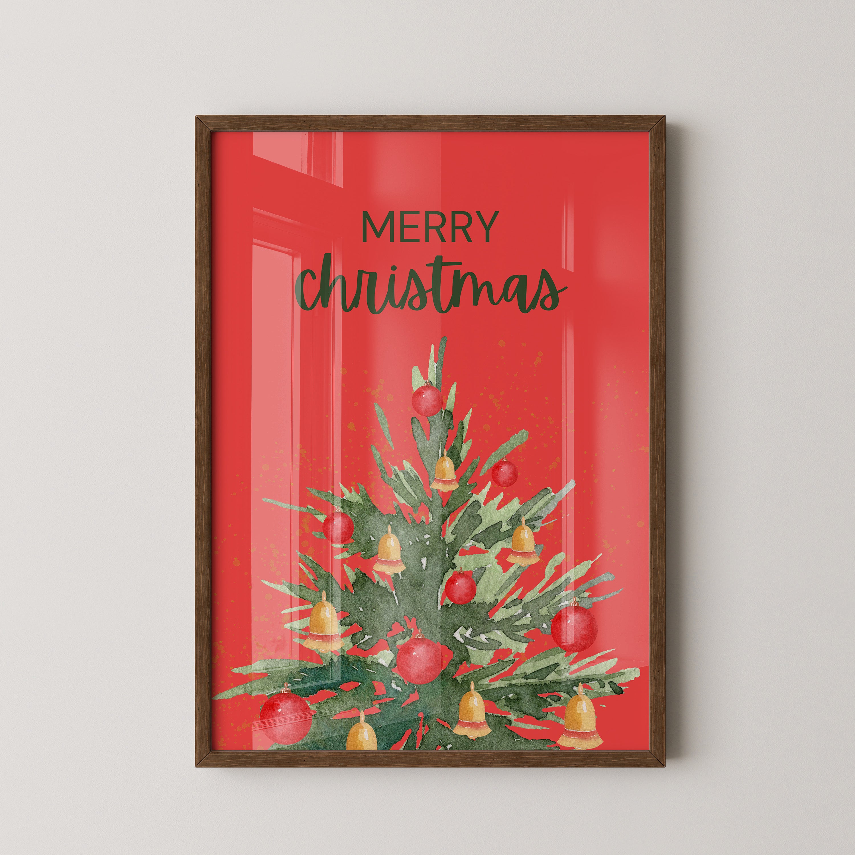 Weihnachtsbaum Aquarell Rot