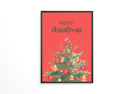 Weihnachtsbaum Aquarell Rot