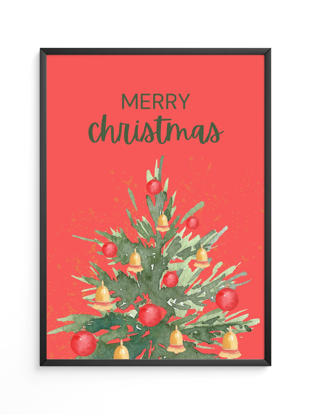 Weihnachtsbaum Aquarell Rot
