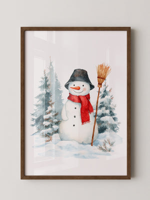 Schneemann Wald Aquarell