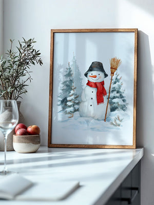 Schneemann Wald Aquarell