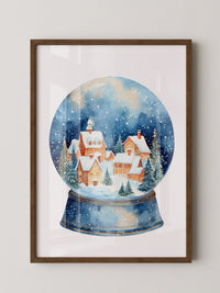 Schneekugel Winterdorf Aquarell