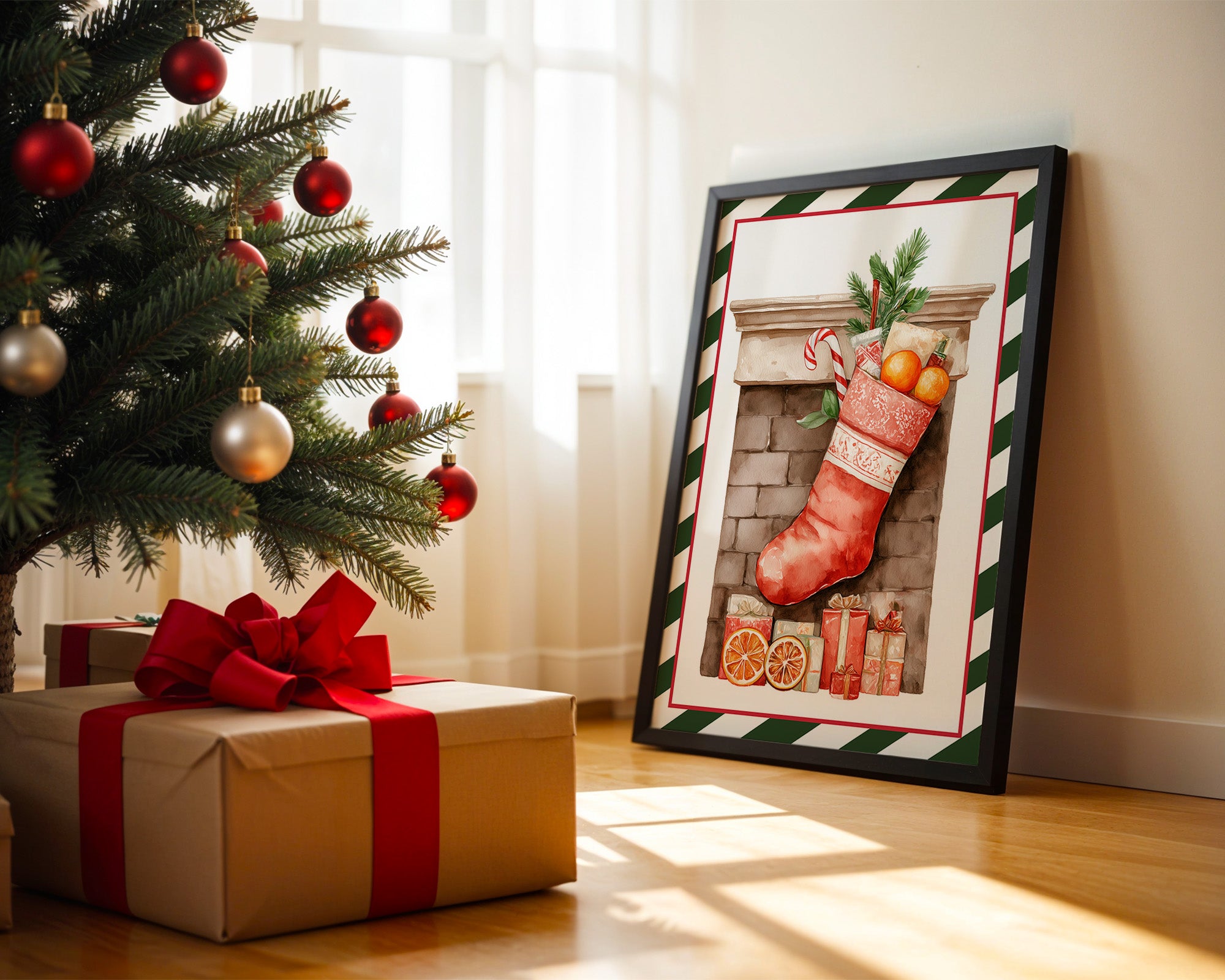 Weihnachtssocke Aquarell Klassik