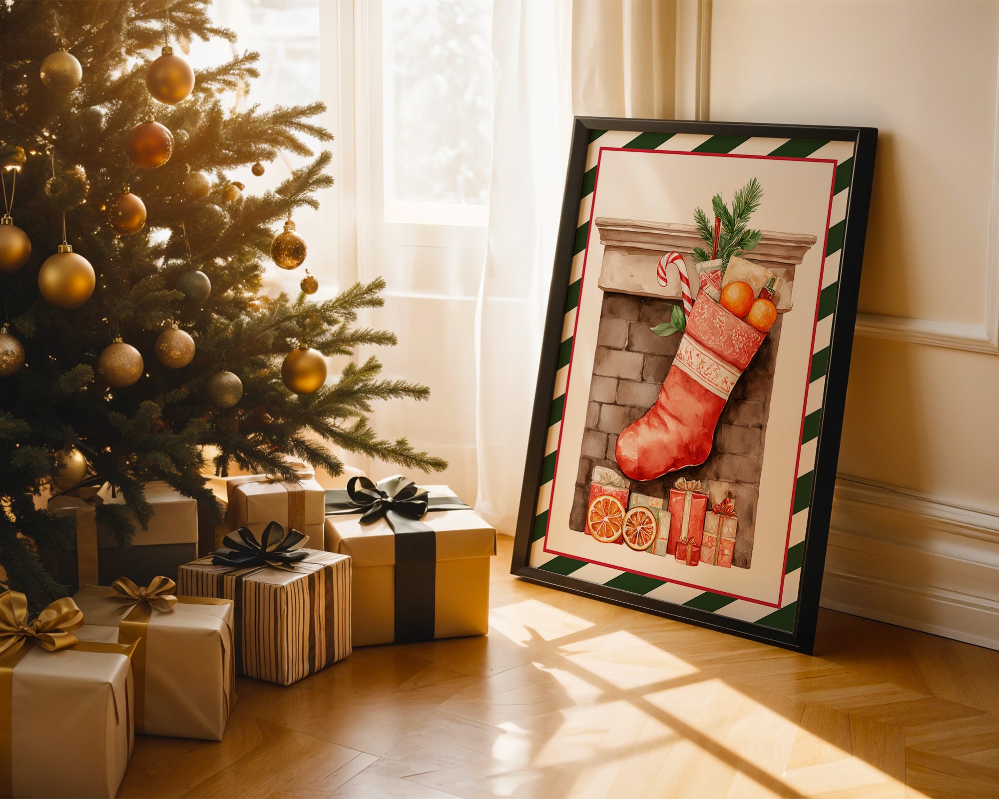 Weihnachtssocke Aquarell Klassik