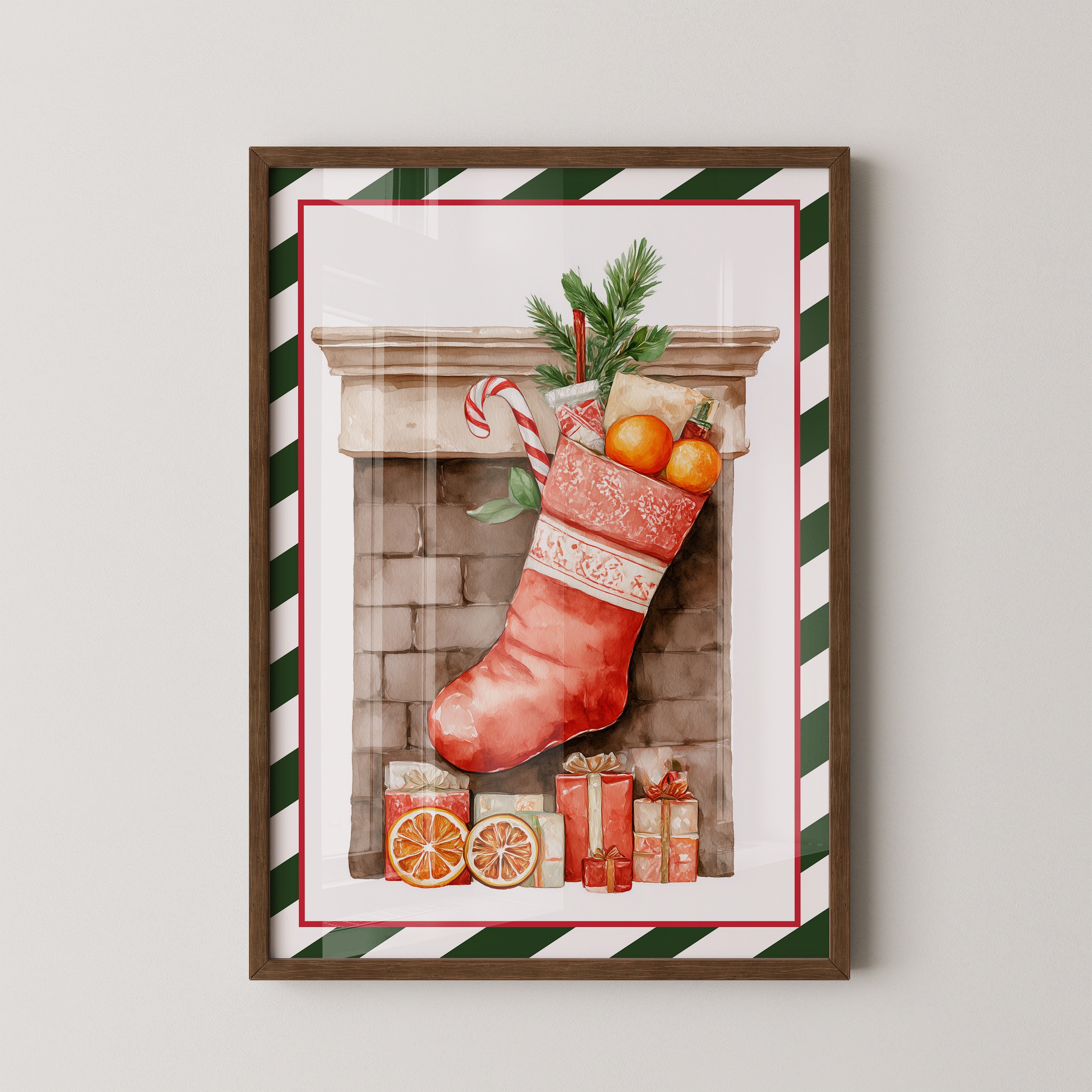 Weihnachtssocke Aquarell Klassik