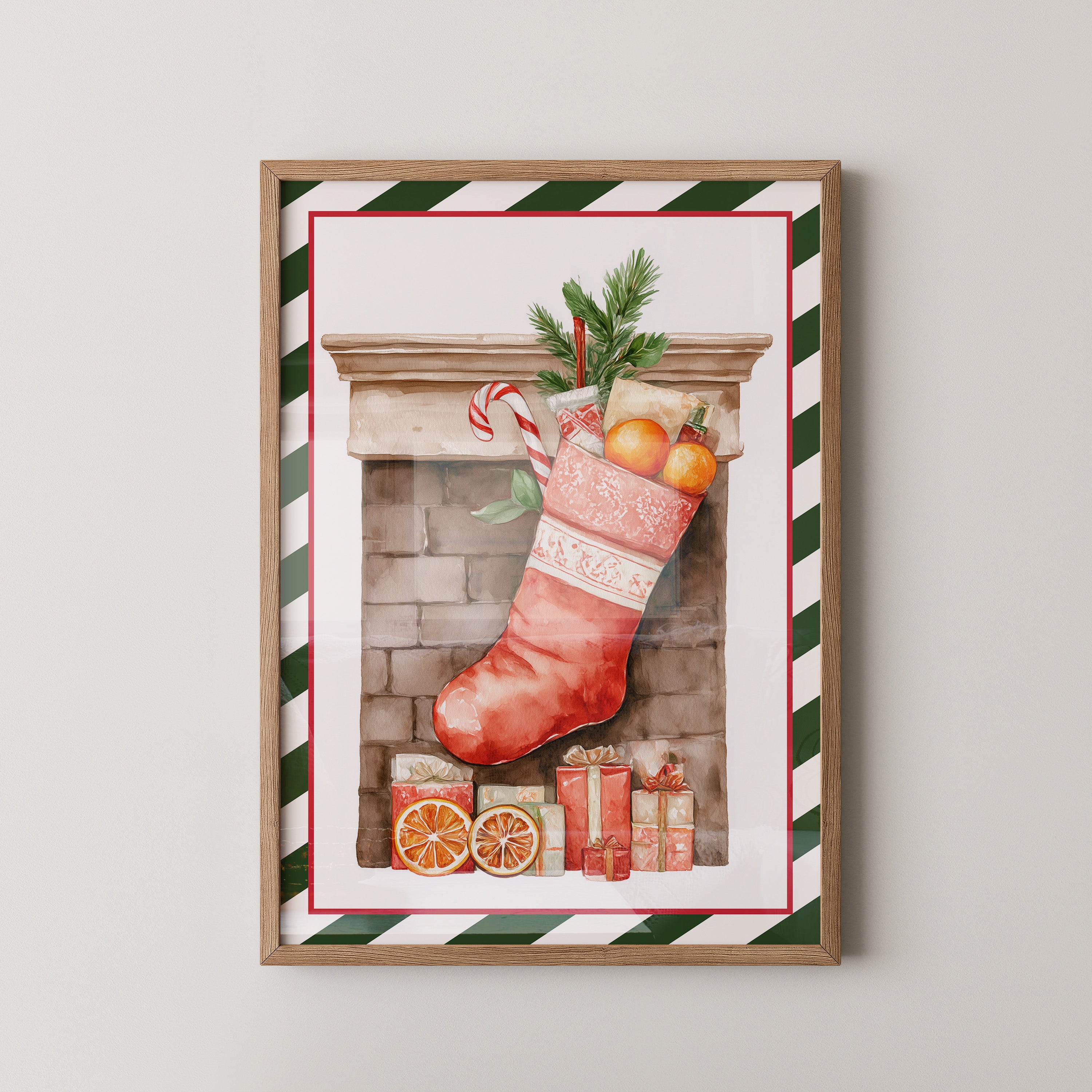 Weihnachtssocke Aquarell Klassik