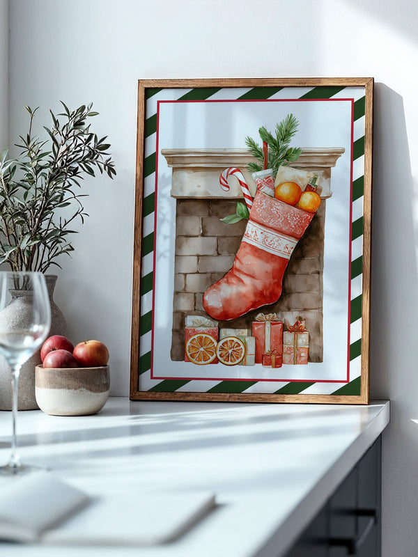 Weihnachtssocke Aquarell Klassik