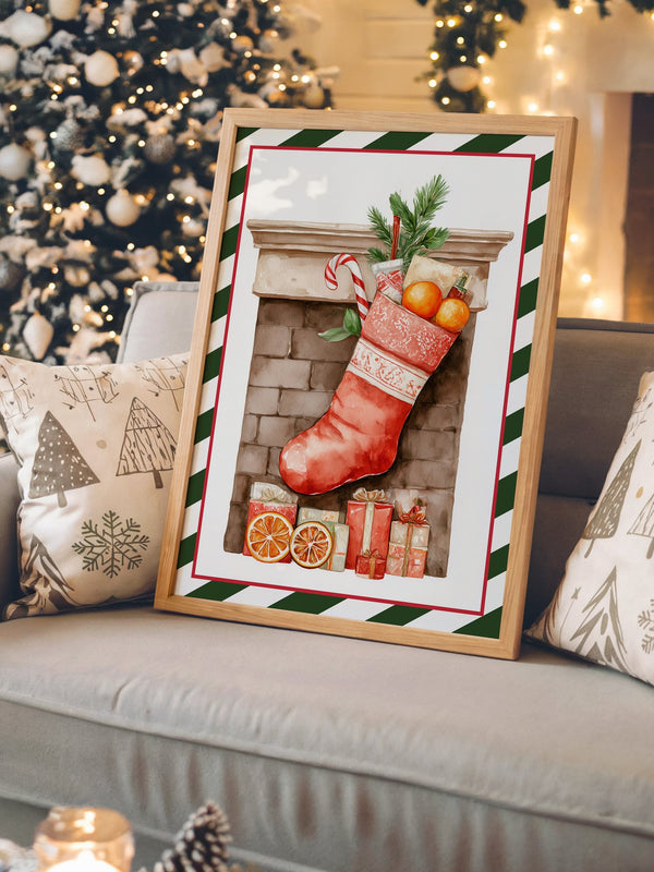 Weihnachtssocke Aquarell Klassik