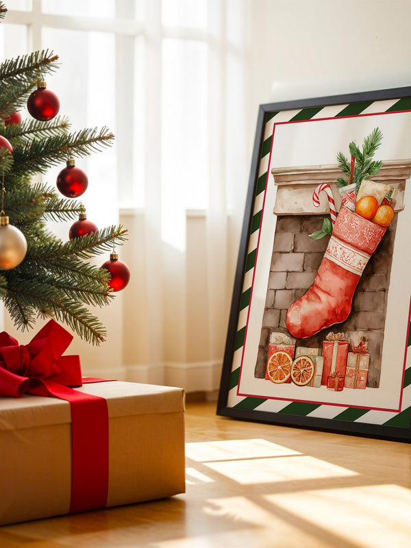 Weihnachtssocke Aquarell Klassik