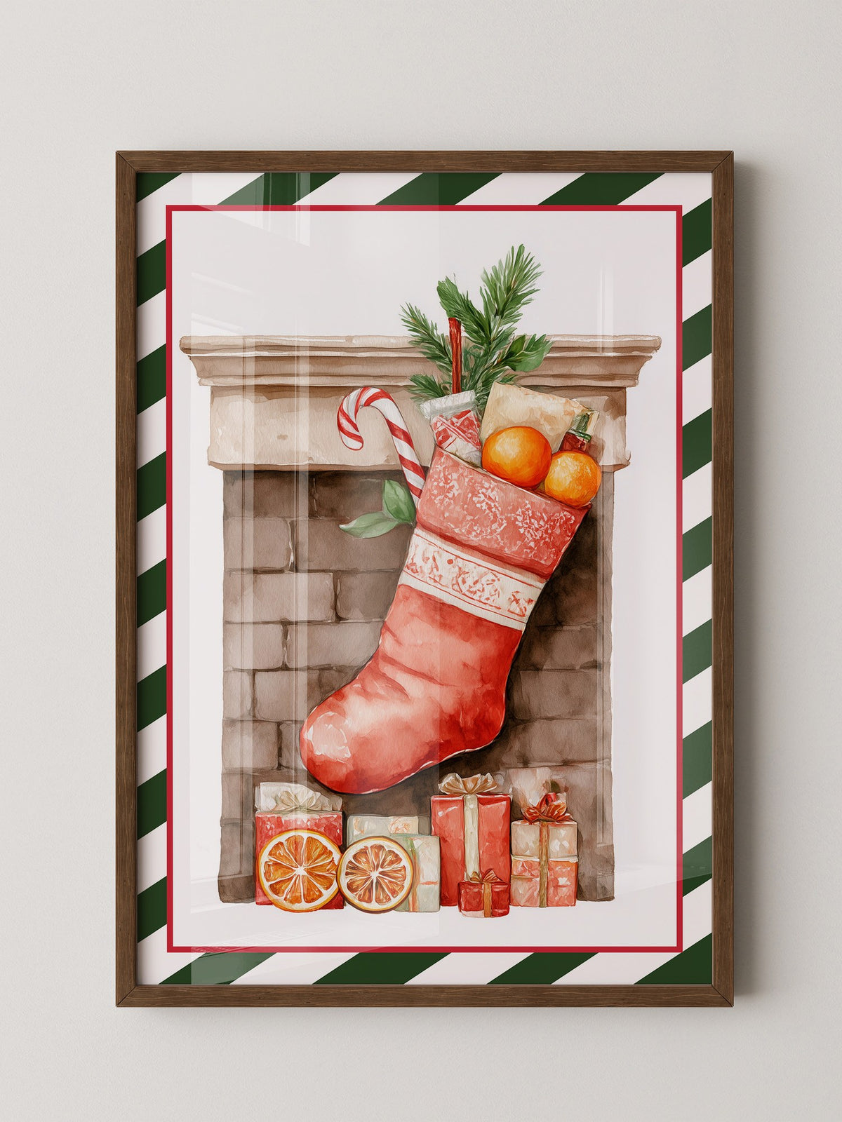 Weihnachtssocke Aquarell Klassik