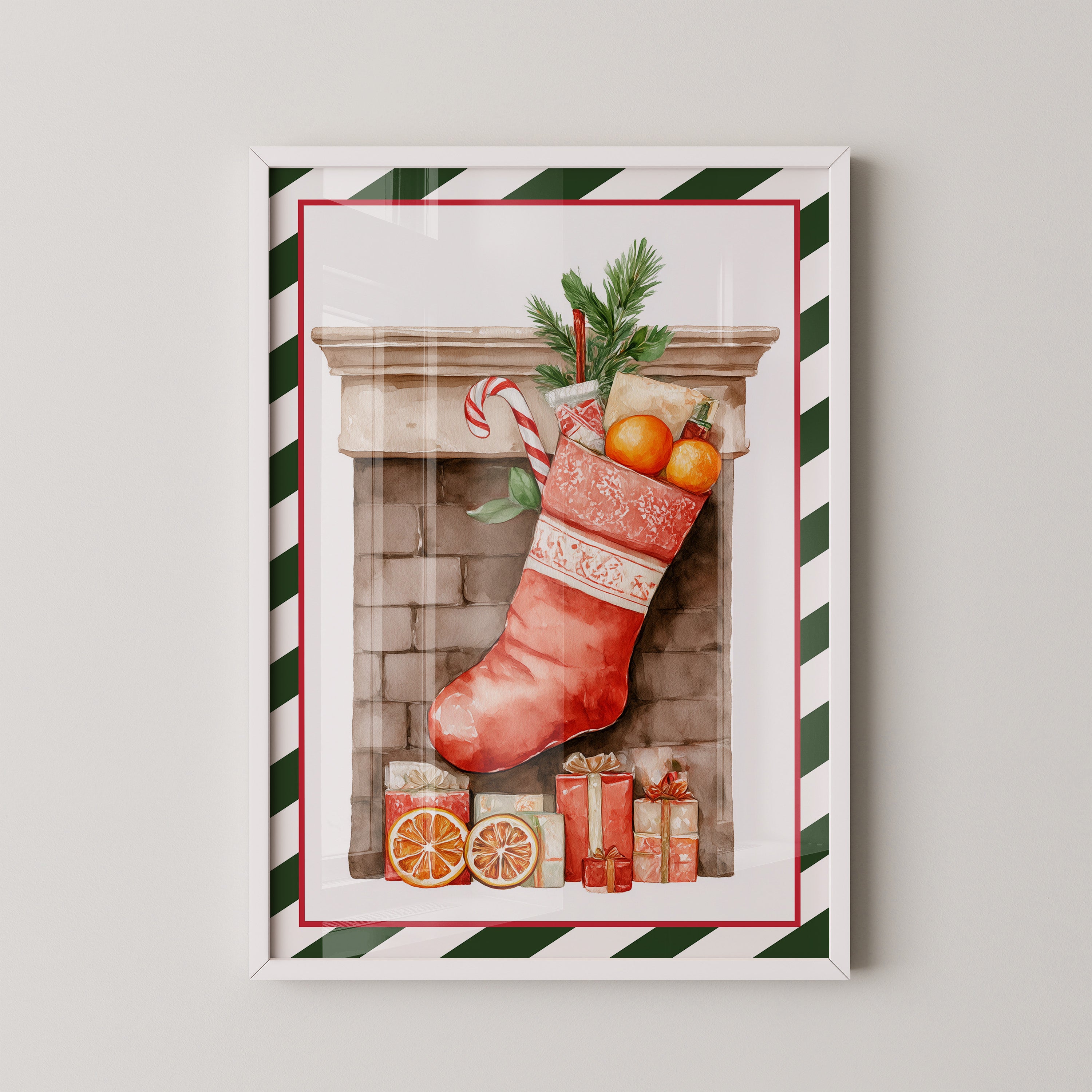 Weihnachtssocke Aquarell Klassik