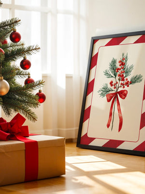 Weihnachtszweige Rot Grün Vintage