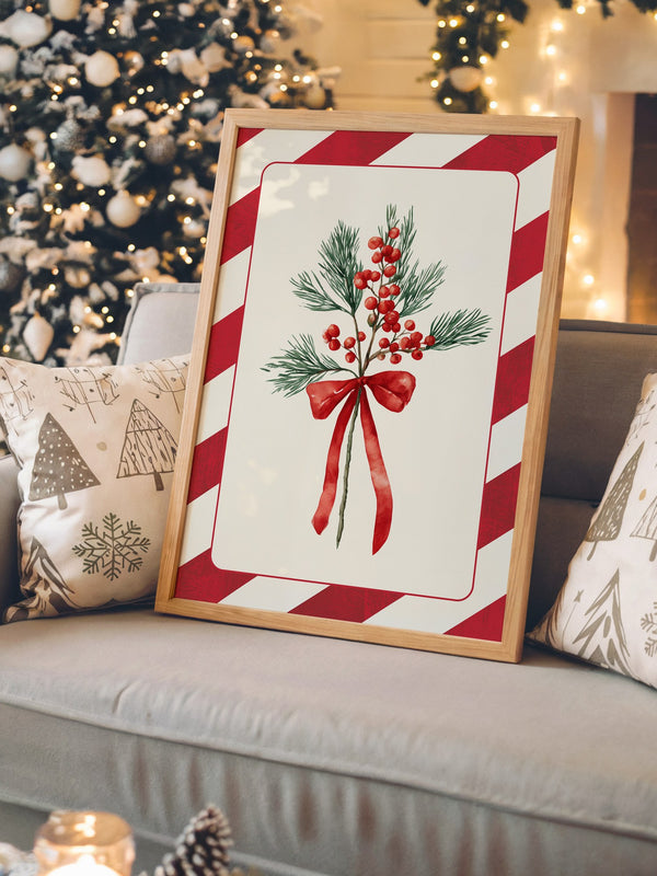 Weihnachtszweige Rot Grün Vintage