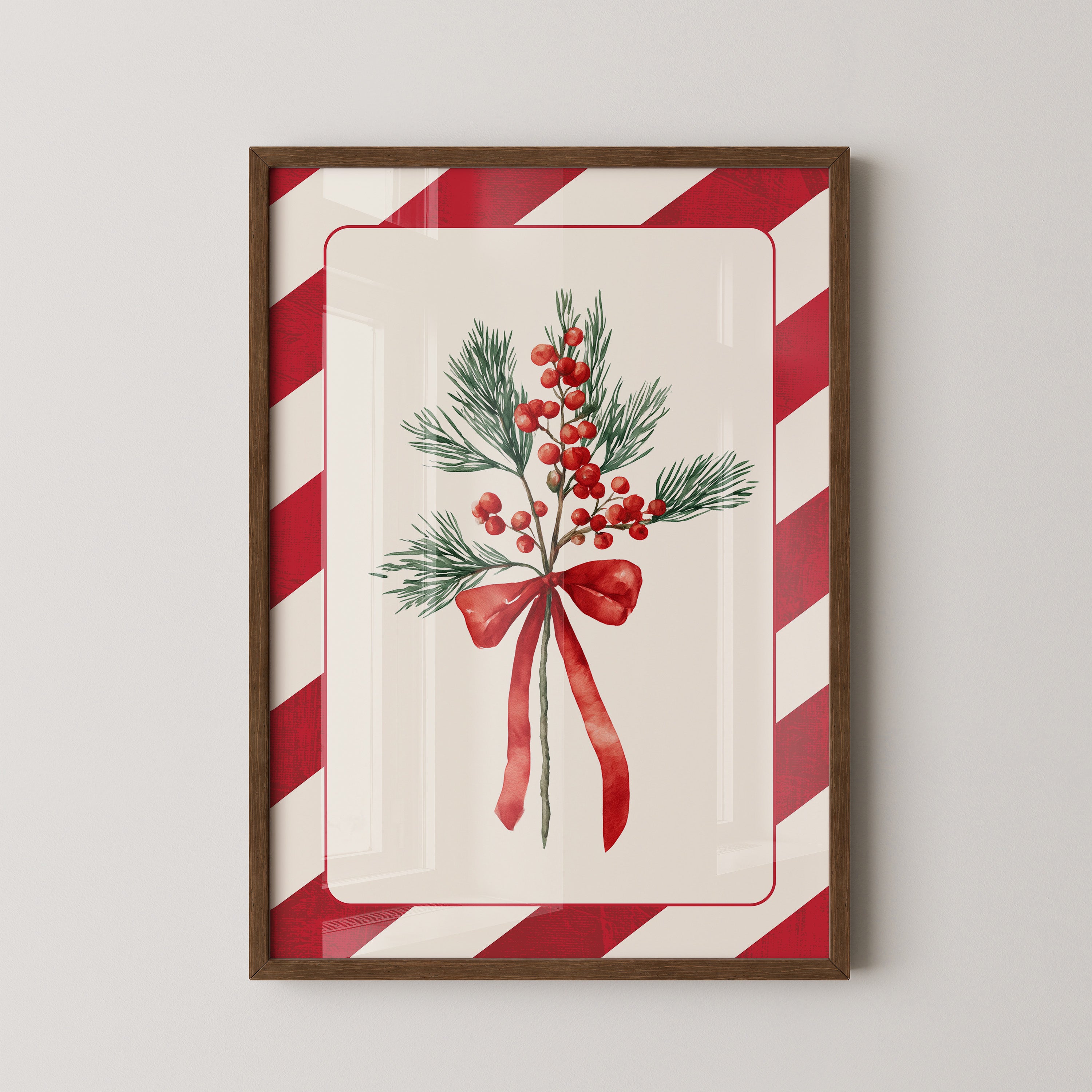 Weihnachtszweige Rot Grün Vintage