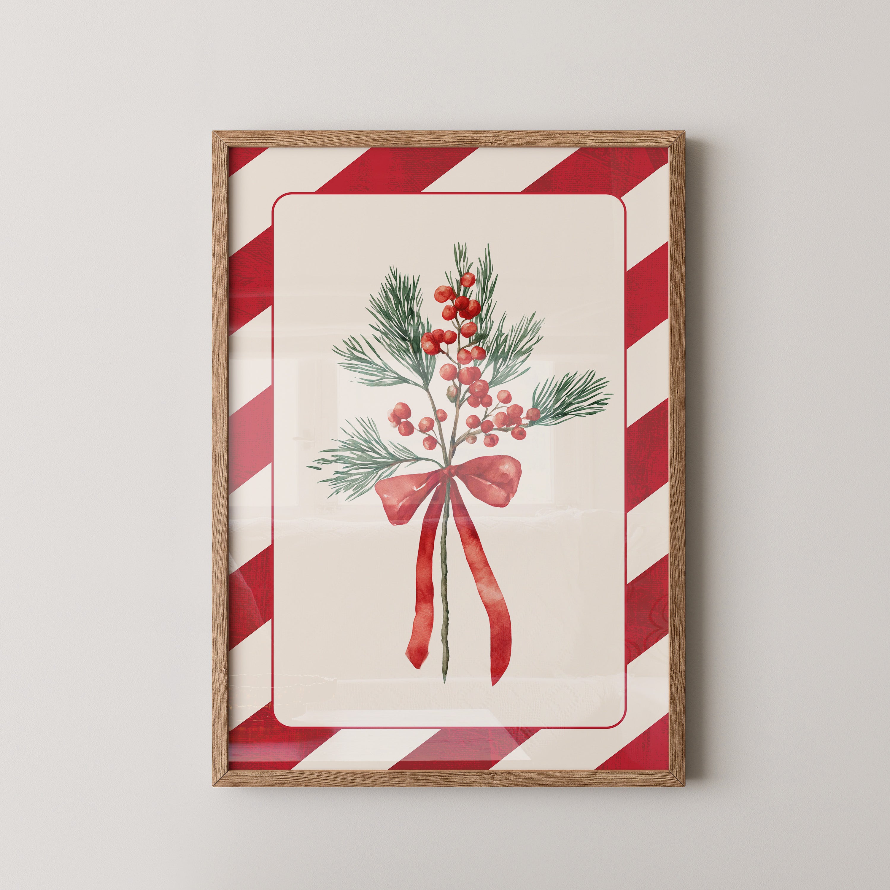 Weihnachtszweige Rot Grün Vintage