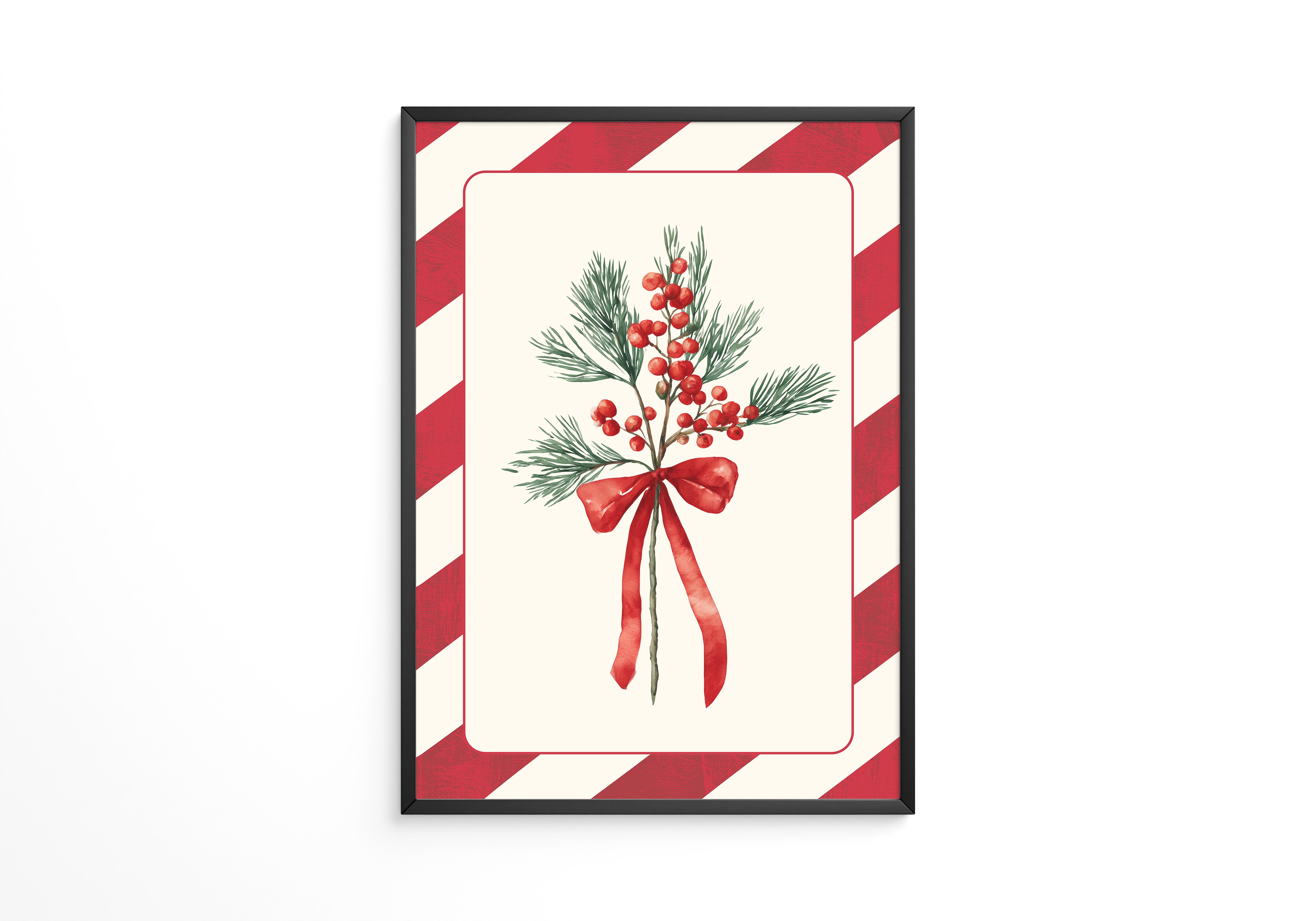 Weihnachtszweige Rot Grün Vintage