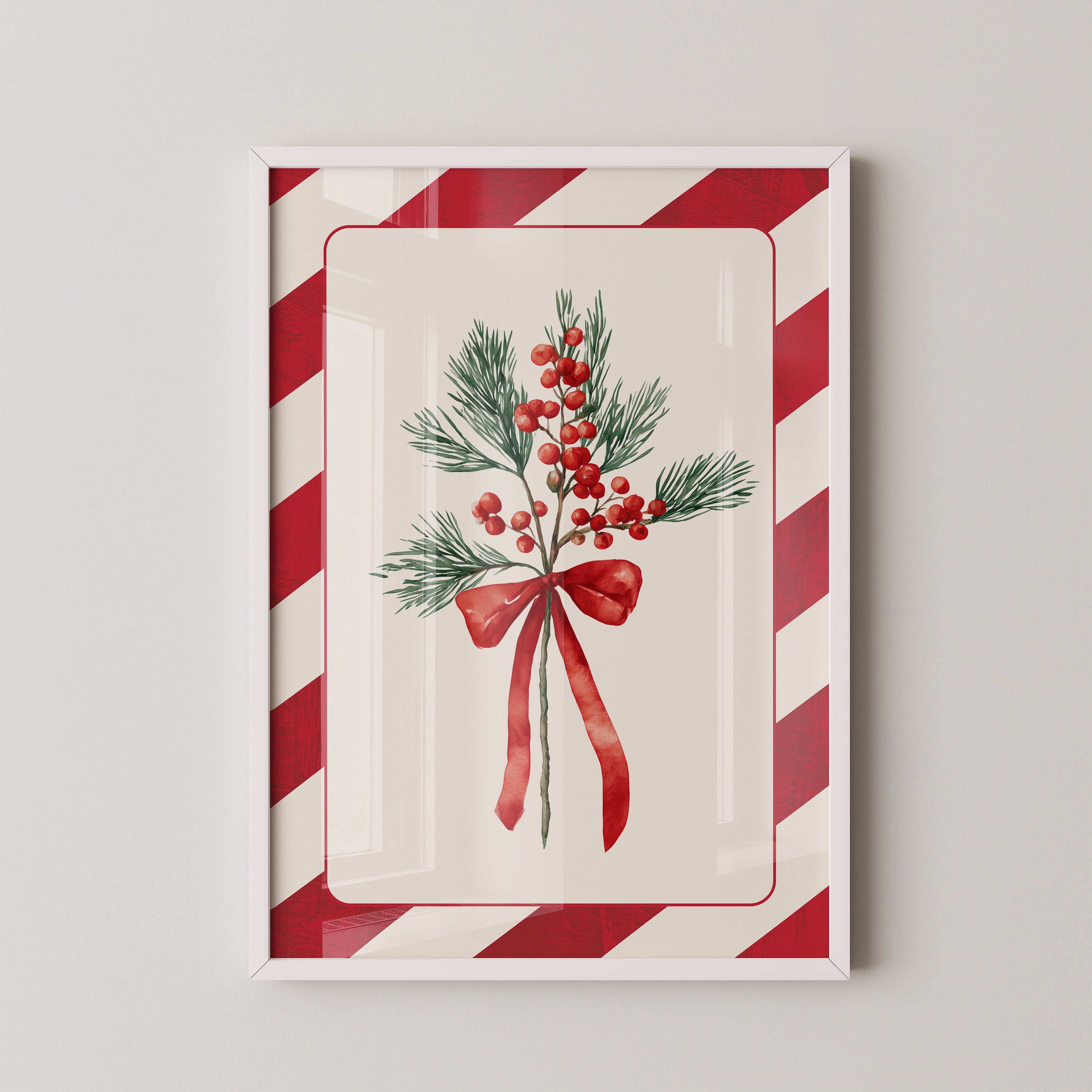 Weihnachtszweige Rot Grün Vintage