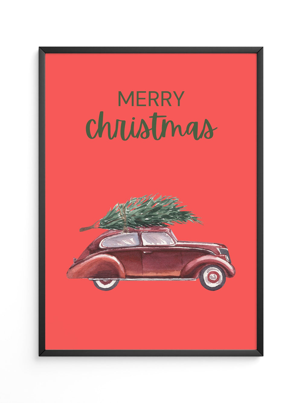 Auto mit Tannenbaum Rot